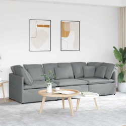 Sofa modułowa z poduszkami Tkanina jasnoszara