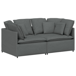 Sofa modułowa z poduszkami Tkanina Ciemnoszara