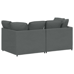 Sofa modułowa z poduszkami Tkanina Ciemnoszara