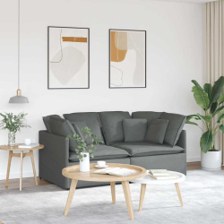 Sofa modułowa z poduszkami Tkanina Ciemnoszara