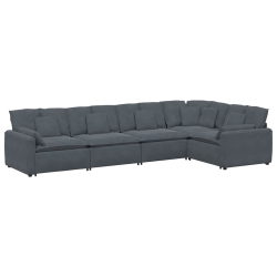 Sofa modułowa z poduszkami aksamitna ciemnoszara