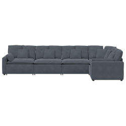 Sofa modułowa z poduszkami aksamitna ciemnoszara