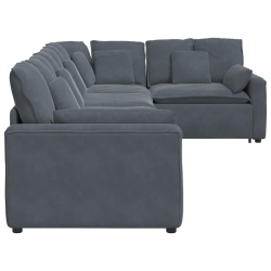 Sofa modułowa z poduszkami aksamitna ciemnoszara