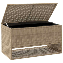 Skrzynka na poduszki ogrodowe beżowa 100x55x55,5 cm polirattan