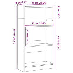 Regał biblioteczny Czarny Dąb 60x24x109 cm Drewno klejone