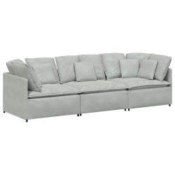 Sofa modułowa z poduszkami aksamitna jasnoszara
