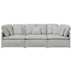 Sofa modułowa z poduszkami aksamitna jasnoszara