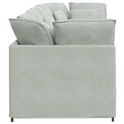 Sofa modułowa z poduszkami aksamitna jasnoszara