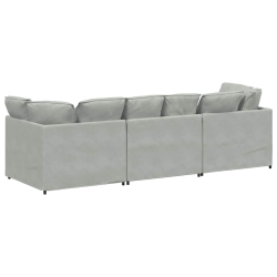 Sofa modułowa z poduszkami aksamitna jasnoszara