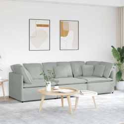 Sofa modułowa z poduszkami aksamitna jasnoszara