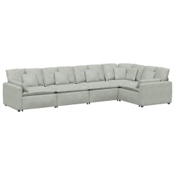 Sofa modułowa z poduszkami aksamitna jasnoszara