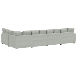 Sofa modułowa z poduszkami aksamitna jasnoszara