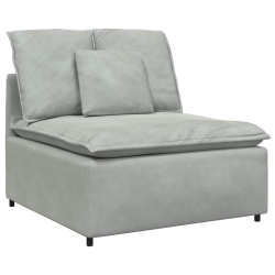 Sofa modułowa z podnóżkiem i poduszkami Velvet Light Grey