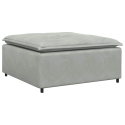 Sofa modułowa z podnóżkiem i poduszkami Velvet Light Grey