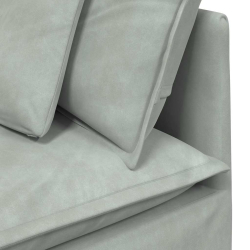 Sofa modułowa z podnóżkiem i poduszkami Velvet Light Grey