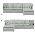 Sofa modułowa z podnóżkiem i poduszkami Velvet Light Grey