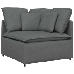 Sofa modułowa z podnóżkiem i poduszkami Tkanina Ciemnoszara