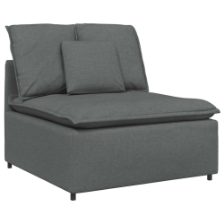 Sofa modułowa z podnóżkiem i poduszkami Tkanina Ciemnoszara