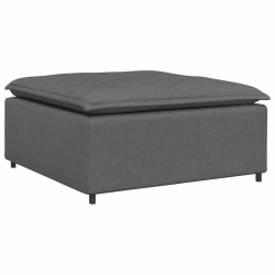 Sofa modułowa z podnóżkiem i poduszkami Tkanina Ciemnoszara