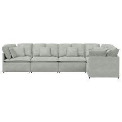 Sofa modułowa z poduszkami aksamitna jasnoszara