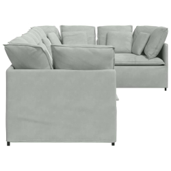 Sofa modułowa z poduszkami aksamitna jasnoszara