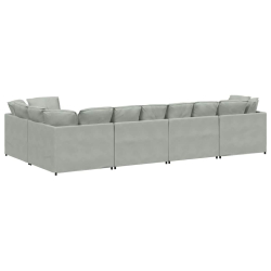 Sofa modułowa z poduszkami aksamitna jasnoszara