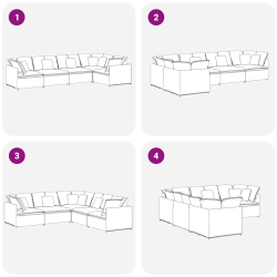Sofa modułowa z poduszkami aksamitna jasnoszara