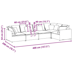 Sofa modułowa z poduszkami aksamitna jasnoszara