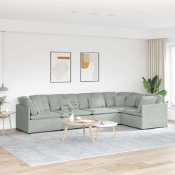Sofa modułowa z poduszkami aksamitna jasnoszara
