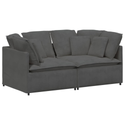 Sofa modułowa z poduszkami Tkanina sztruksowa Ciemnoszara