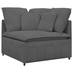 Sofa modułowa z poduszkami Tkanina sztruksowa Ciemnoszara