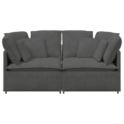 Sofa modułowa z poduszkami Tkanina sztruksowa Ciemnoszara