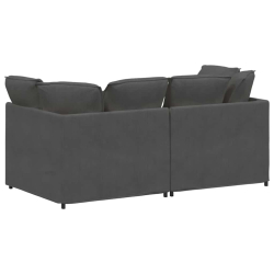Sofa modułowa z poduszkami Tkanina sztruksowa Ciemnoszara