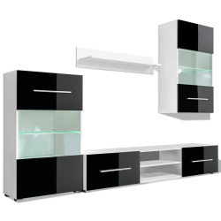 Meblościanka pod TV z LED, 4 części, wysoki połysk, czarna