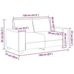Sofa 2-osobowa Czarna 120 cm Tkanina