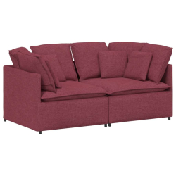 Sofa modułowa z poduszkami Tkanina wino czerwone