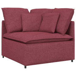 Sofa modułowa z poduszkami Tkanina wino czerwone