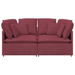 Sofa modułowa z poduszkami Tkanina wino czerwone