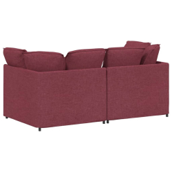 Sofa modułowa z poduszkami Tkanina wino czerwone