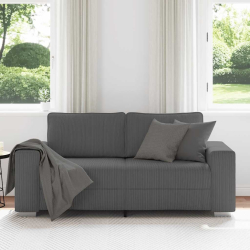 Sofa dwuosobowa Ciemnoszara 140 cm Tkanina sztruksowa