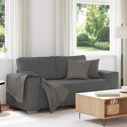Sofa dwuosobowa Ciemnoszara 140 cm Tkanina sztruksowa