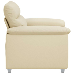 Fotel, kremowy, 60 cm, obity sztuczną skórą