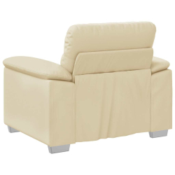 Fotel, kremowy, 60 cm, obity sztuczną skórą