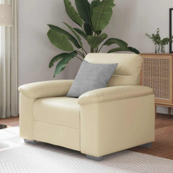 Fotel, kremowy, 60 cm, obity sztuczną skórą