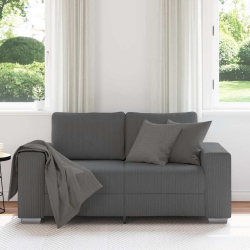 Sofa dwuosobowa Ciemnoszara 120 cm Tkanina sztruksowa