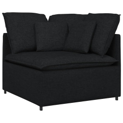 Sofa modułowa z poduszkami Tkanina Czarna
