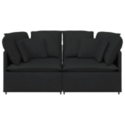 Sofa modułowa z poduszkami Tkanina Czarna