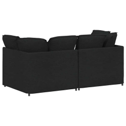 Sofa modułowa z poduszkami Tkanina Czarna