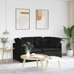 Sofa modułowa z poduszkami Tkanina Czarna