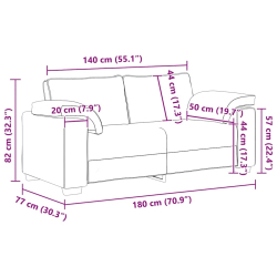 Sofa dwuosobowa Jasnoszara 140 cm Aksamit